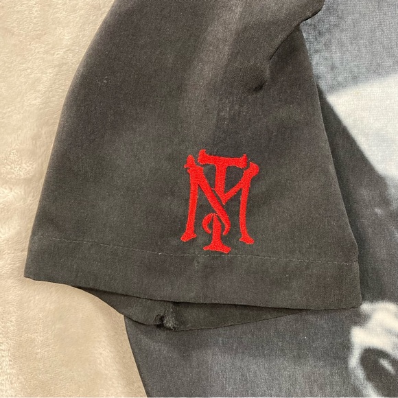 Vintage Dragonfly Scarface Tony Montana Button Up Shirt Gun Double Sided Sz L - Picture 5 of 9